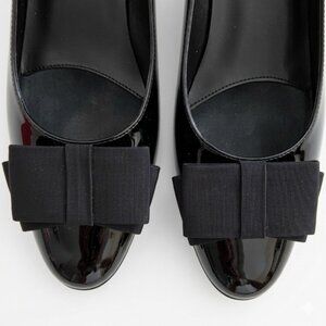 Vaneli Austine Black Patent Leather Pumps 8.5 N Grosgrain Bow Heels Classic